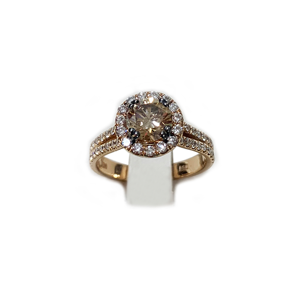 14k Rose Gold Brown Diamond Ring