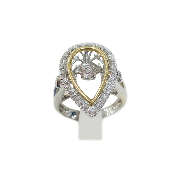 14k Two Tone Dancing Diamond Ring
