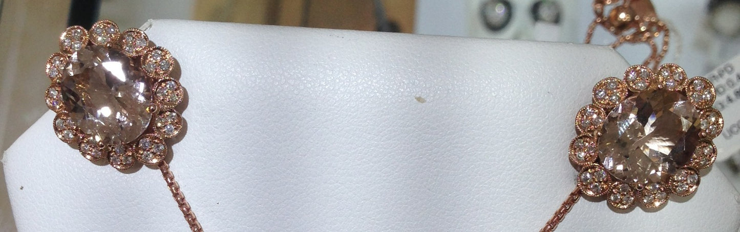 14k Rose Gold Morganite Earrings