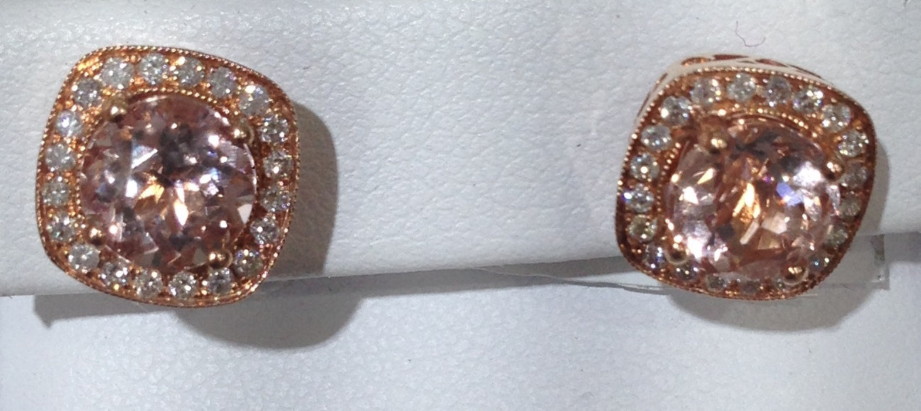14k Rose Gold Morganite Earrings