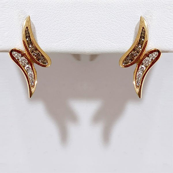 14k Rose Gold Brown Diamond Earring