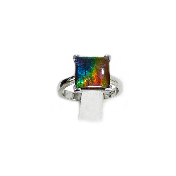 14k White Gold Ammolite Ring