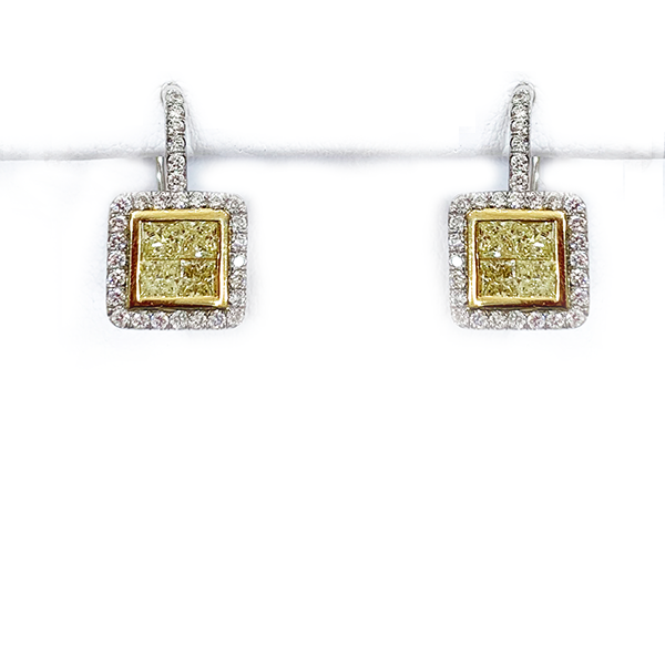 Platinum Yellow Diamond Earring