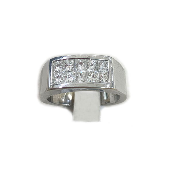 18k White Gold Mens Diamond Ring