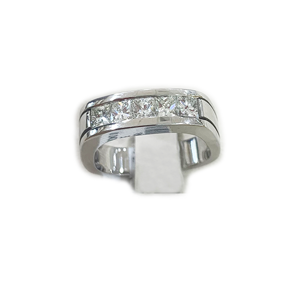 14k White Gold Mens Diamond Band