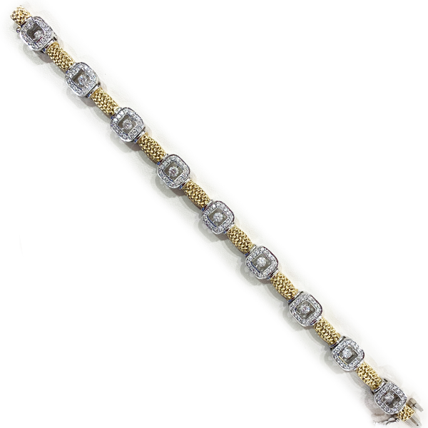 14k Two Tone Dancing Diamond Bracelet