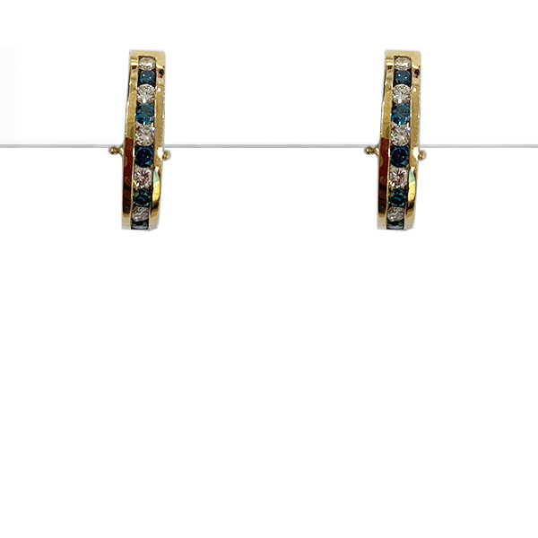 14k White Gold Blue Diamond Earring