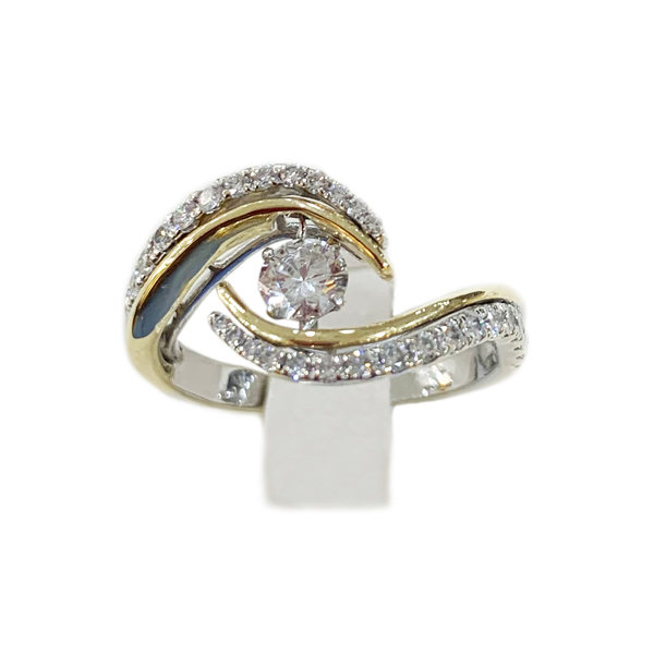 14k Two Tone Dancing Diamond Ring