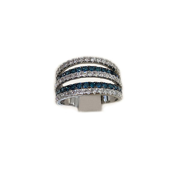 14k White Gold Blue Diamond Ring