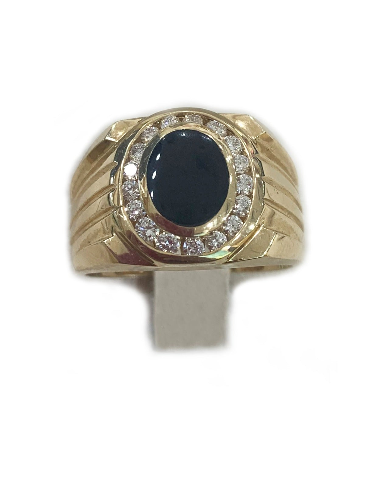 14k Yellow Gold Mens Onyx Ring