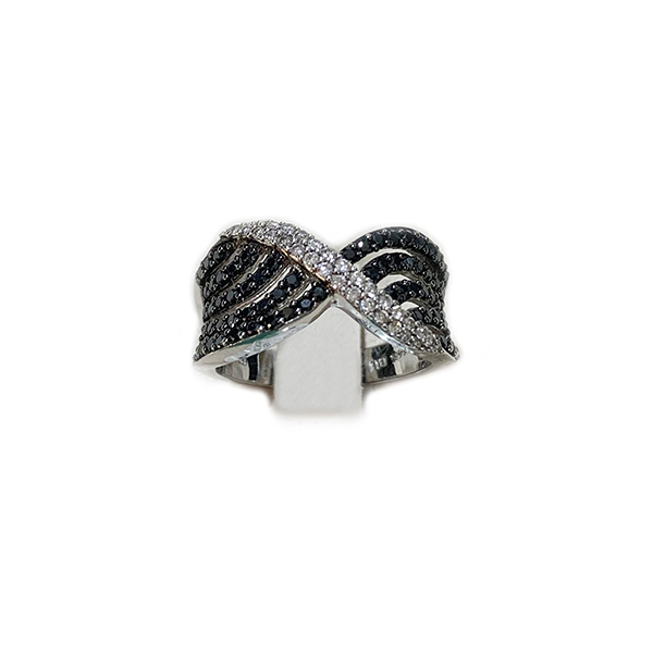 14k White Gold Black Diamond Ring