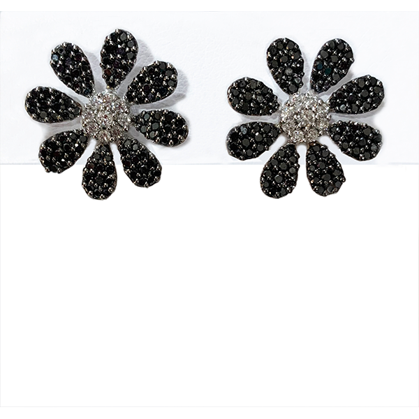 14k White Gold Black Diamond Earring