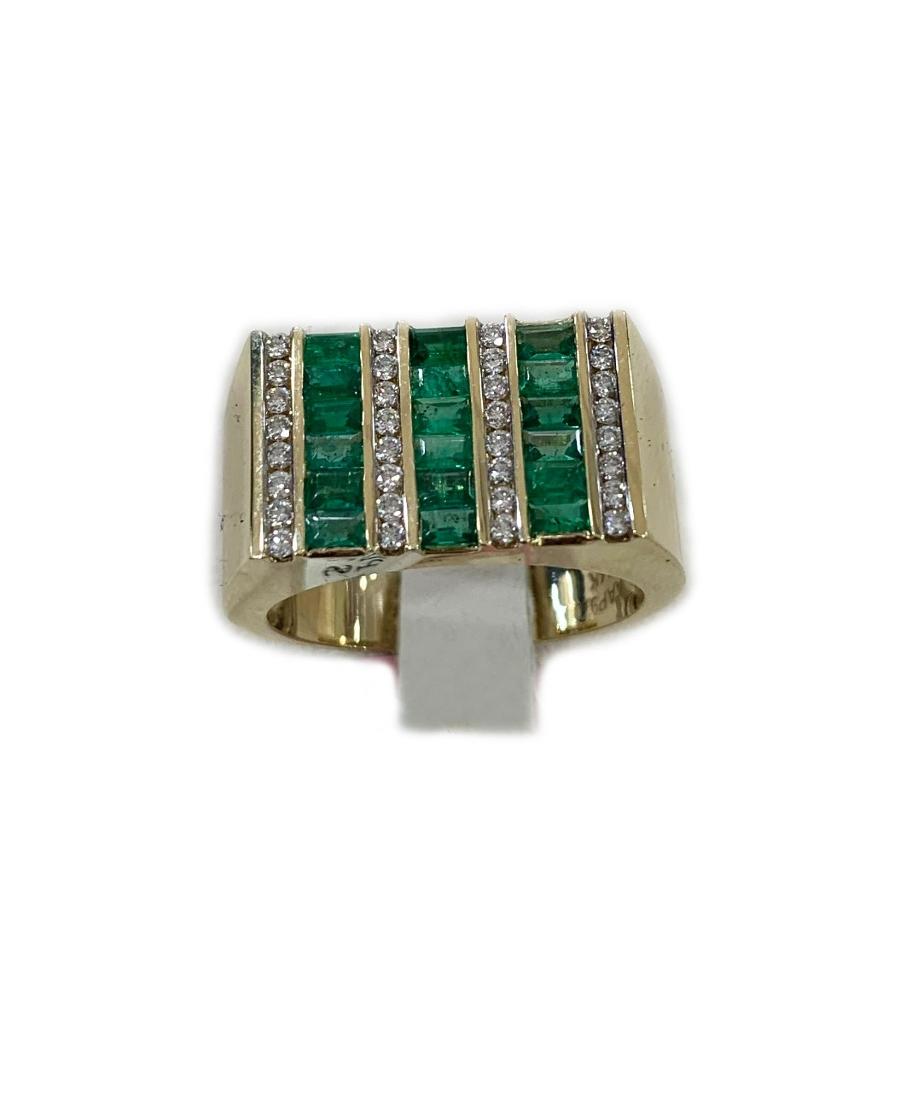 14k Yellow Gold Mens Emerald Ring