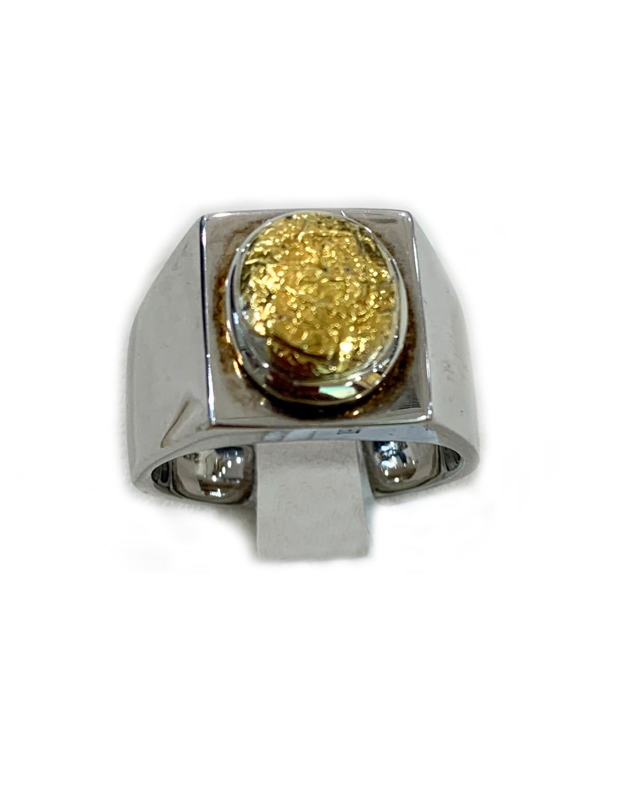 Sterling Silver Mens Golden Quartz Ring