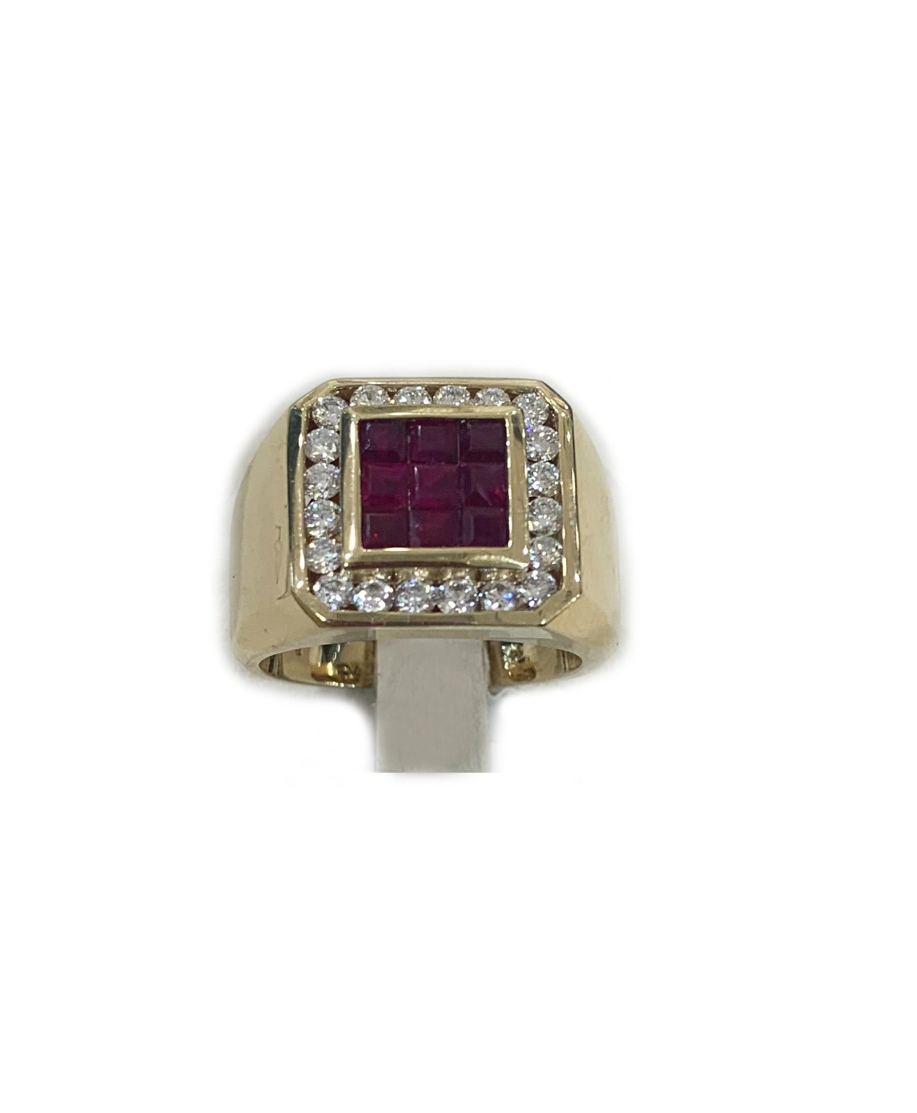 14k Yellow Gold Mens Ruby Ring