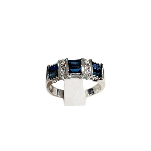 14k White Gold Sapphire Band