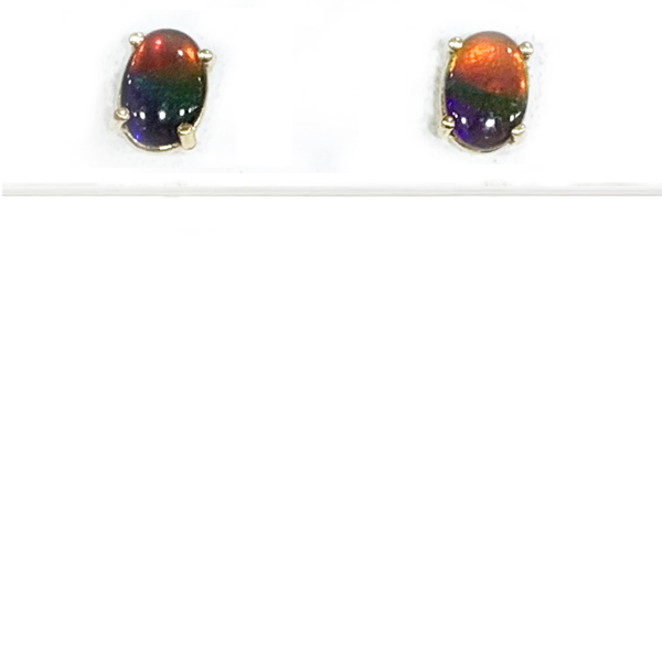 14K Gold Ammolite Earrings