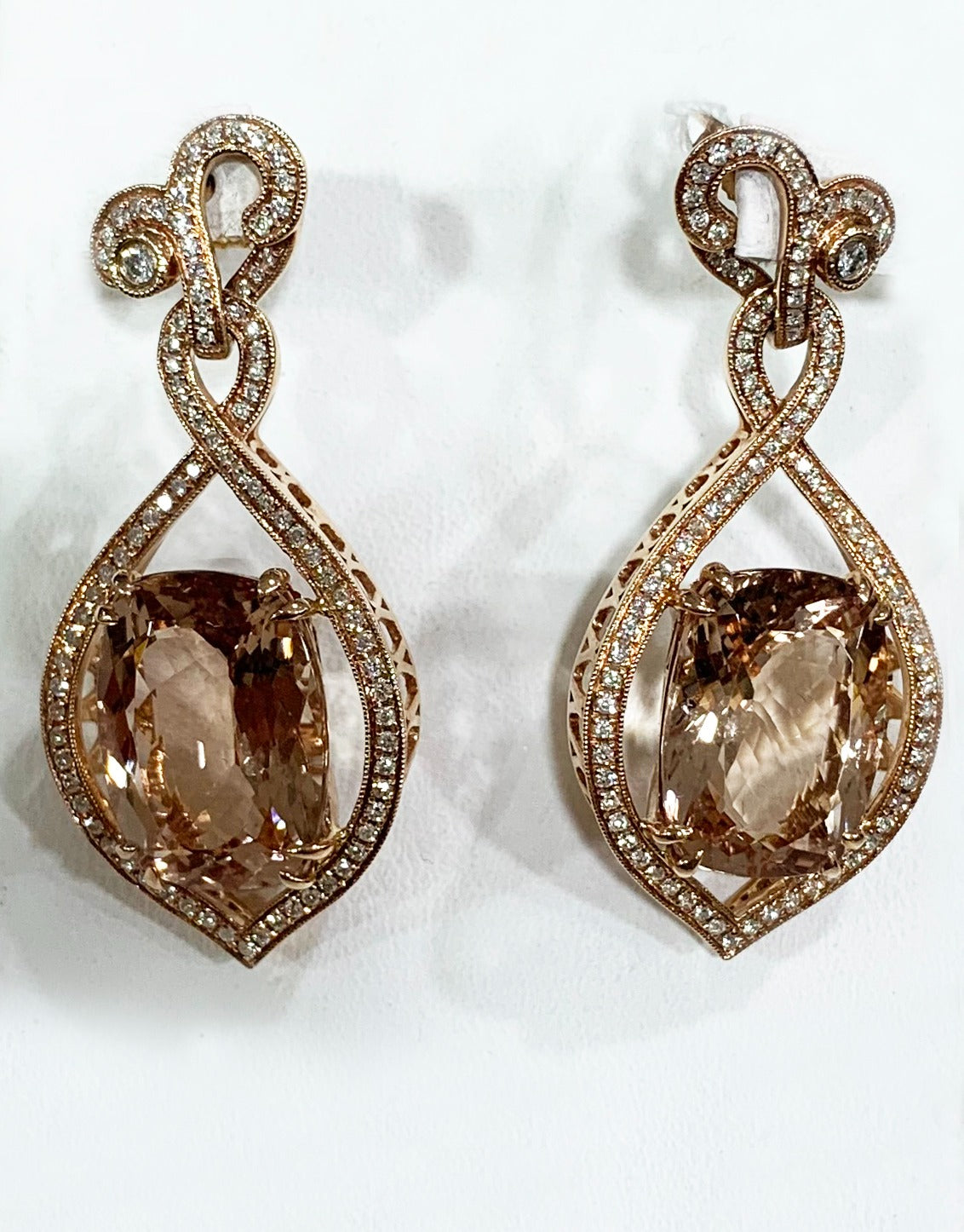 14k Rose Gold Morganite Earrings