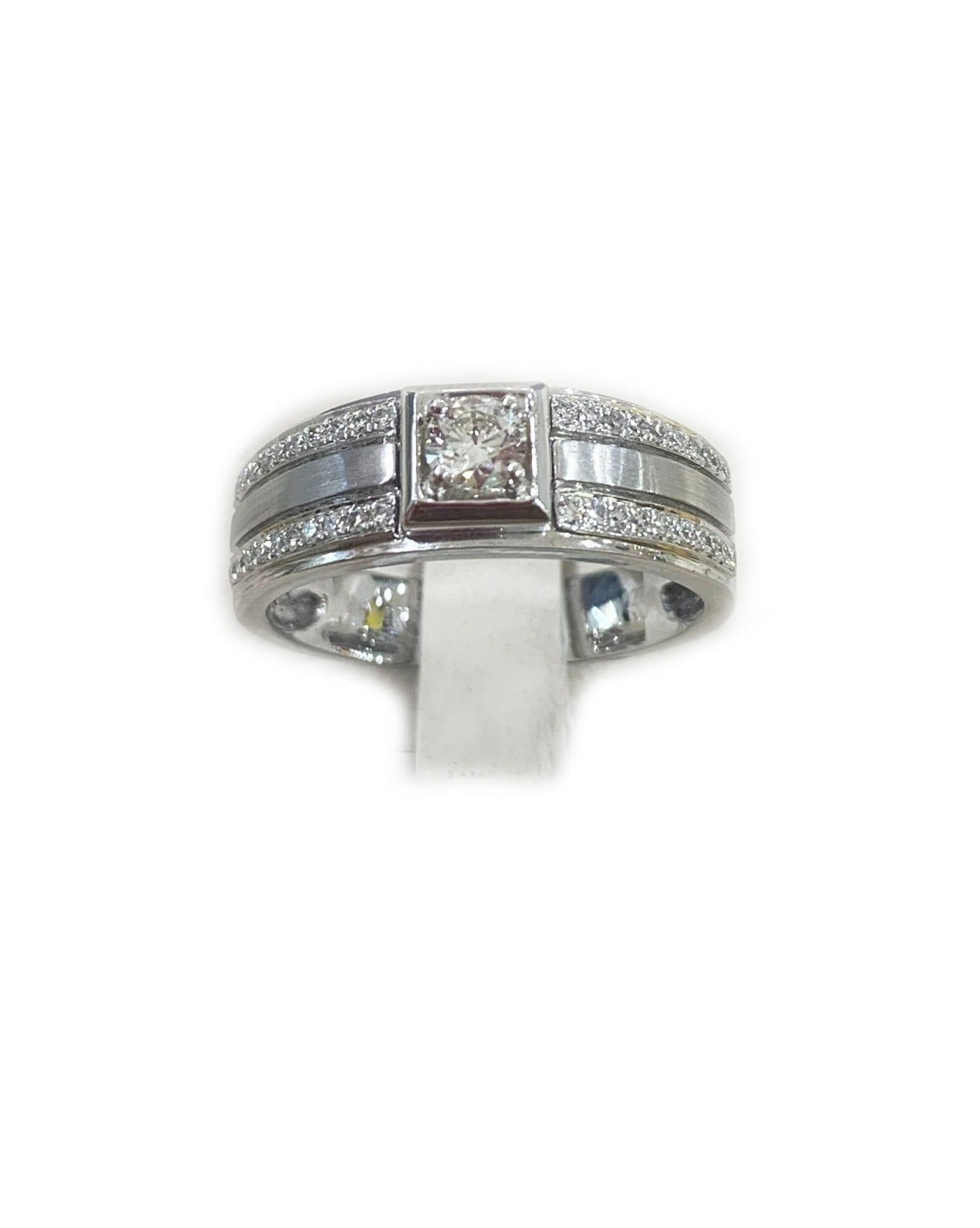 14k White Gold Mens Diamond Ring