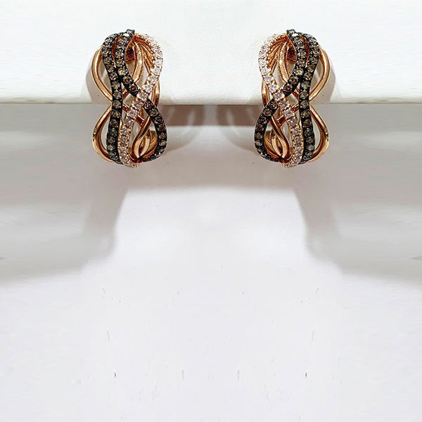 14k Rose Gold Brown Diamond Earring