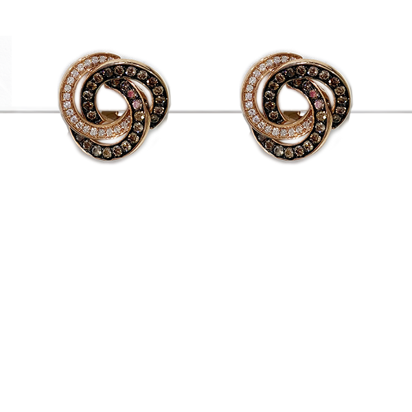 14k Rose Gold Brown Diamond Earring