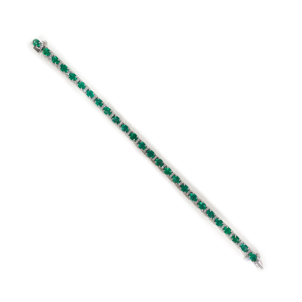 14k White Gold Emerald Bracelet