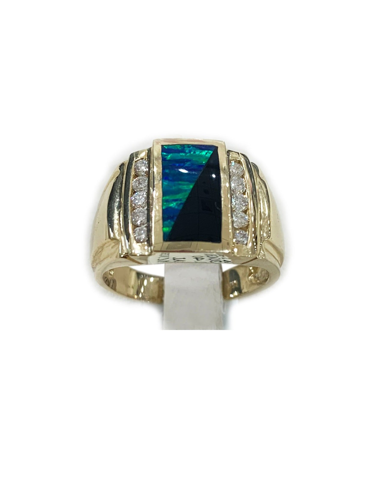 14k Yellow Gold Mens Opal Ring