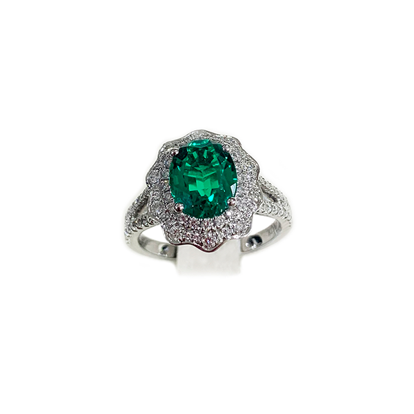 14k White Gold Emerald Ring
