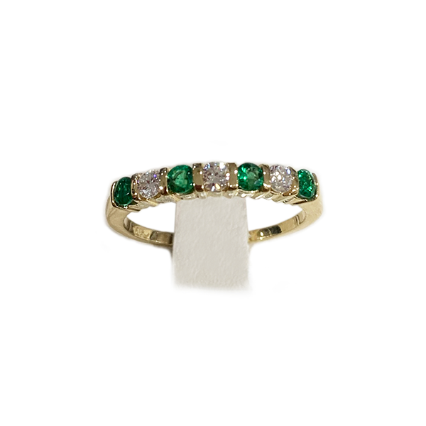 14k Yellow Gold Emerald Band