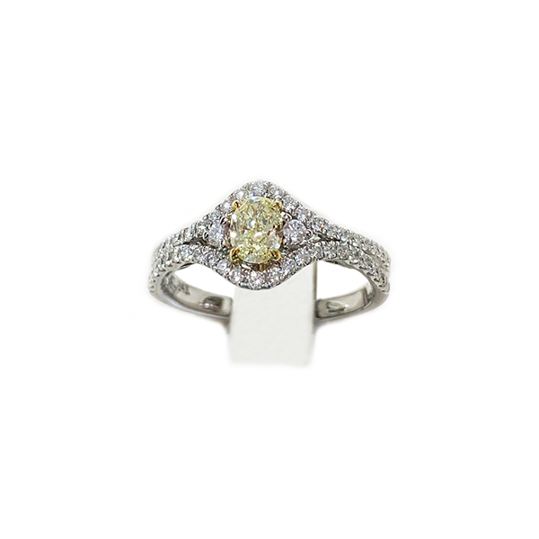 14k White Gold Yellow Diamond Ring