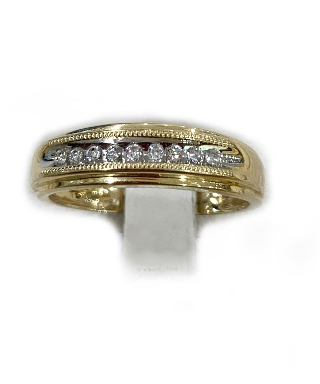 14k Yellow Gold Mens Diamond Band