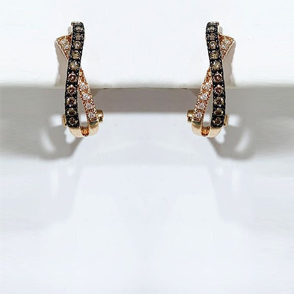 14k Rose Gold Brown Diamond Earring