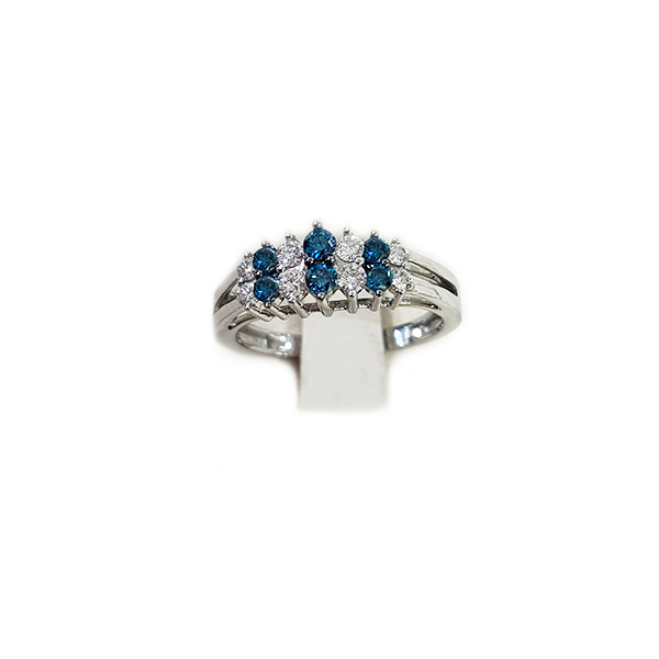 14k White Gold Blue Diamond Ring