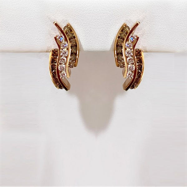 14k Rose Gold Brown Diamond Earring
