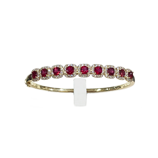 14k Yellow Gold Ruby Bangle