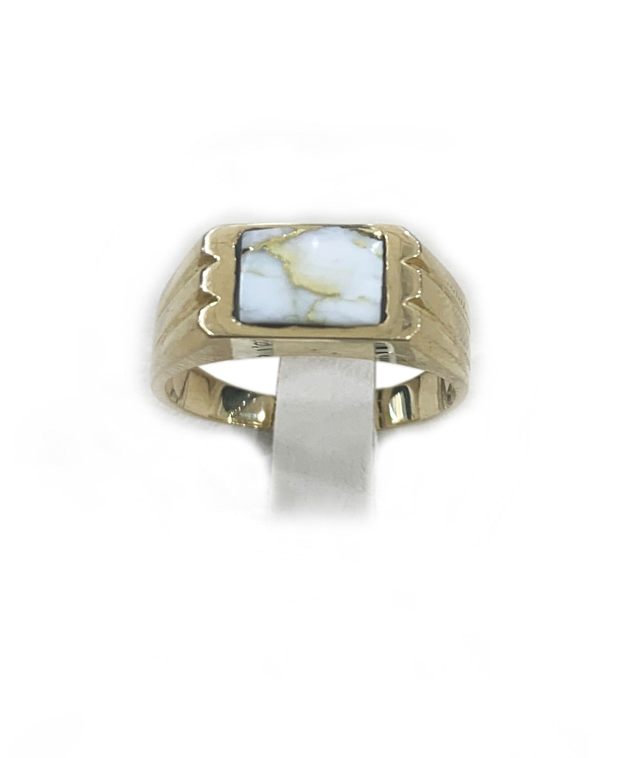 14k Yellow Gold Golden Quartz Mens Ring