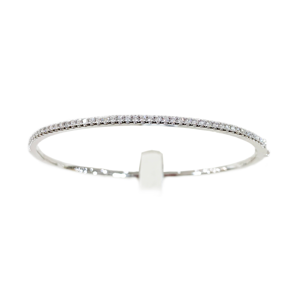 14k White Gold Diamond Bangle