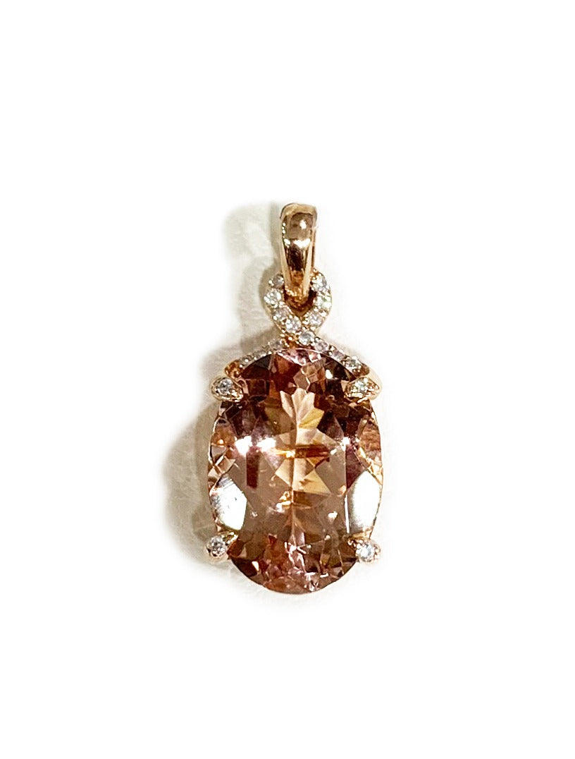 14k Rose Gold Morganite Pendant