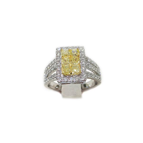 14k White Gold Yellow Diamond Ring