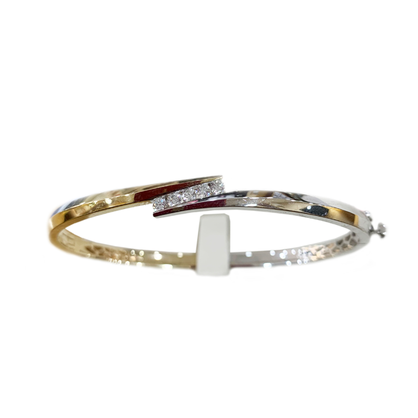 14k Two Tone Diamond Bangle