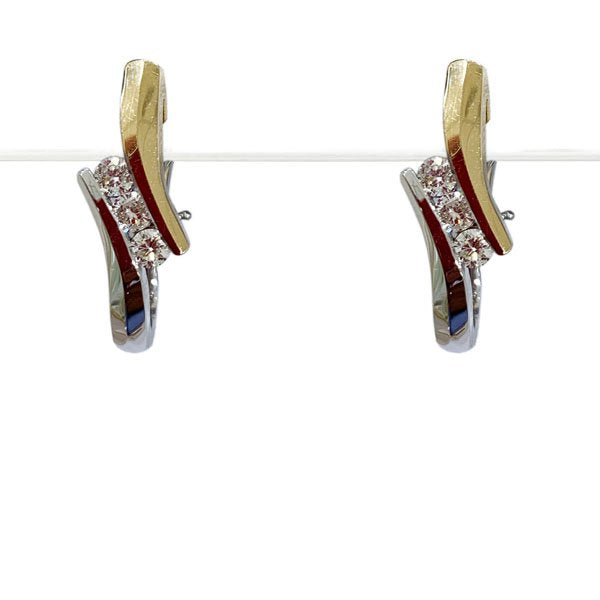 14k Two Tone Diamond Earrings