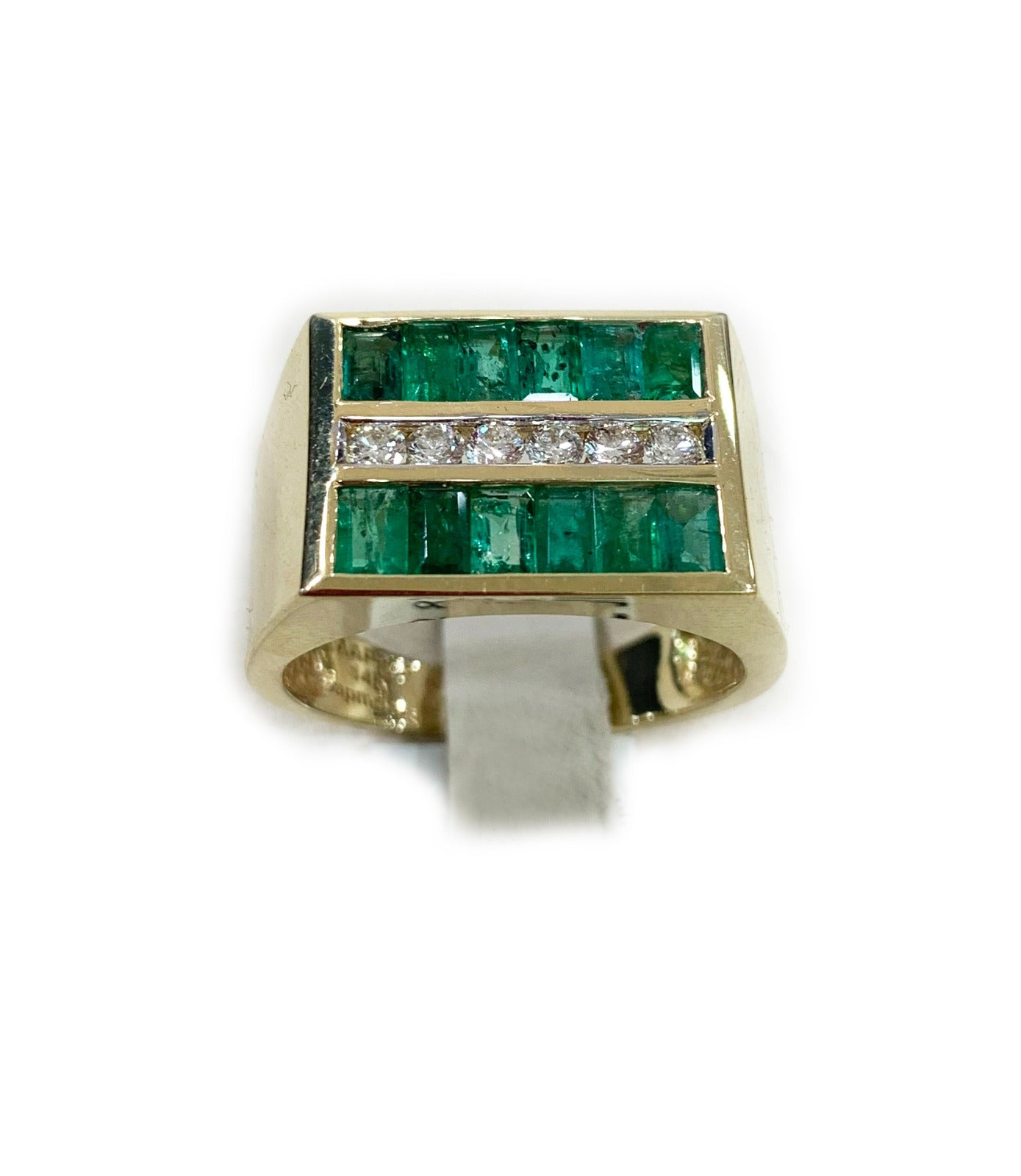 14k Yellow Gold Mens Emerald Ring