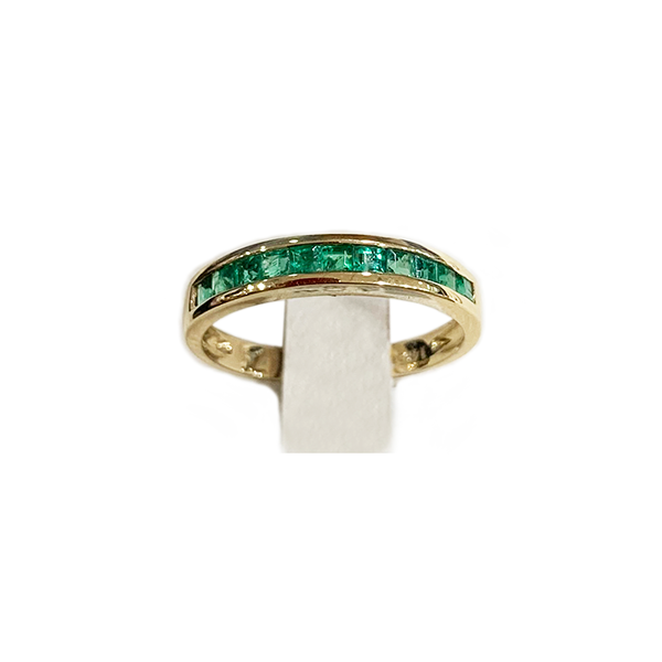 14k Yellow Gold Emerald Band