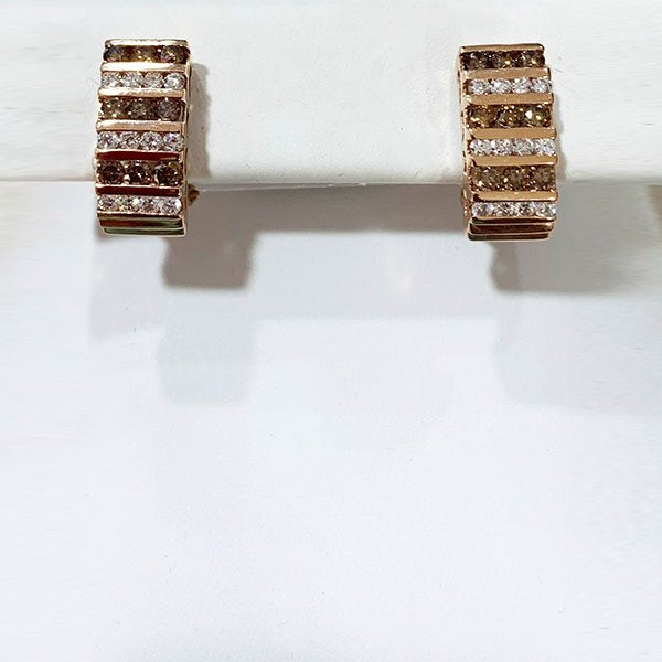14k Rose Gold Brown Diamond Earring