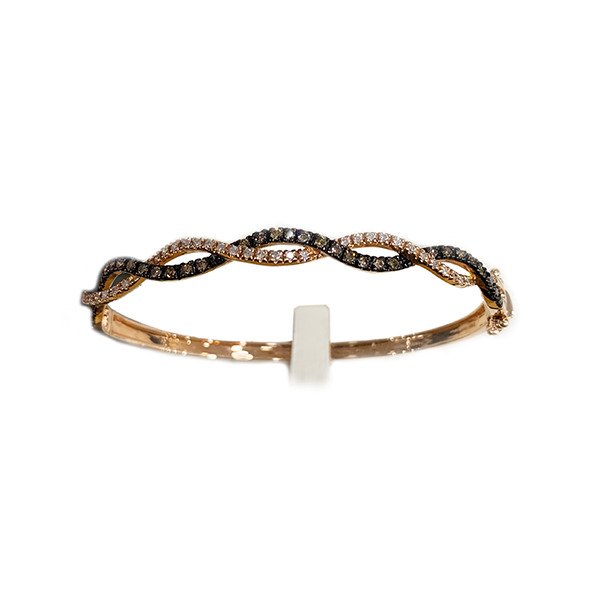 14k Rose Gold Brown Diamond Bangle