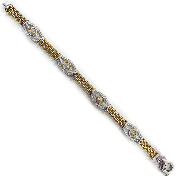 14k Two Tone Dancing Diamond Bracelet