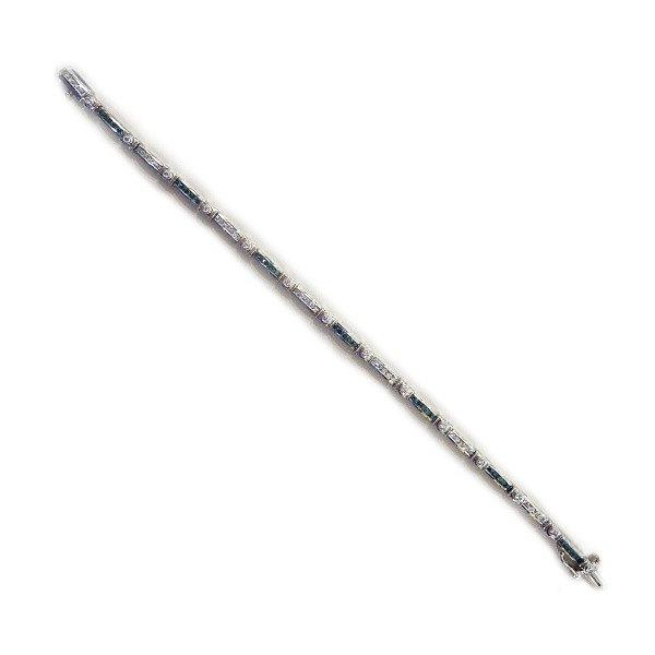 14k White Gold Blue Diamond Bracelet