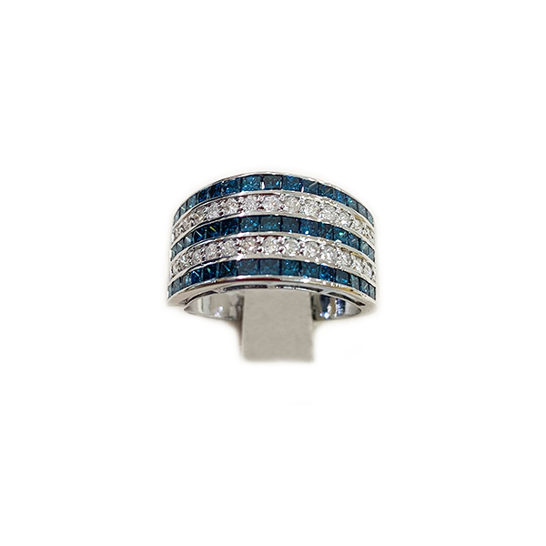 14k White Gold Blue Diamond Ring