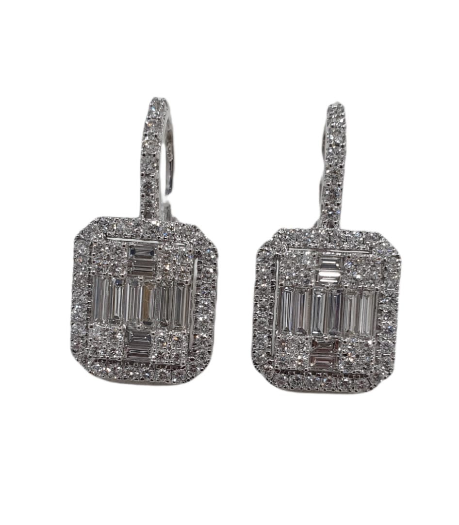 14K White Gold Diamond Earrings