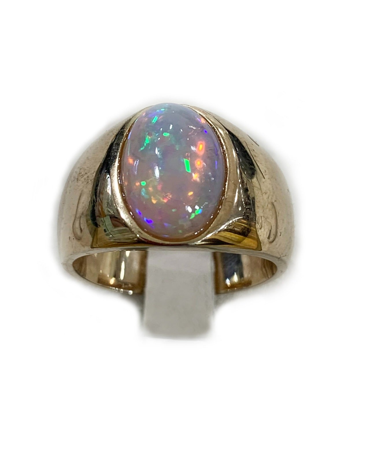 Sterling Silver Mens Opal Ring
